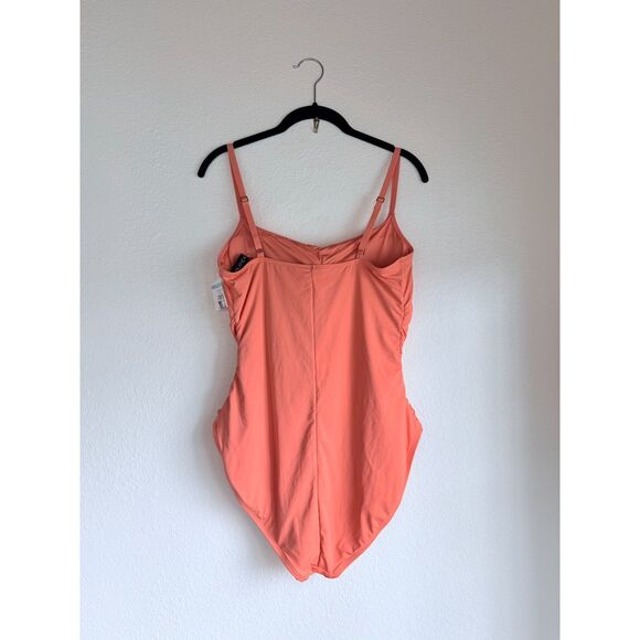 NWT La Blanca Island Goddess One Piece Ruched Swimsuit in Sunset Coral Size 14 - Picture 5 of 10